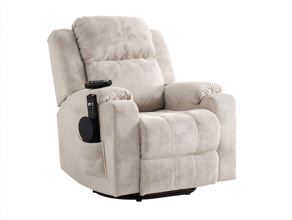 Poltrona reclinabile - Velluto a coste - 99x90x103 cm - Beige chiaro - Stile casual