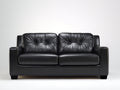 Divano lineare - Pelle - 186x90x86 cm - Nero - Moderno capitonné