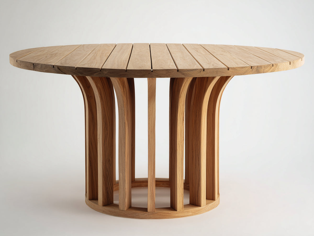 Tavolo da giardino - Legno - 138 x 138 x 75 cm - Marrone chiaro - Stile organico contemporaneo