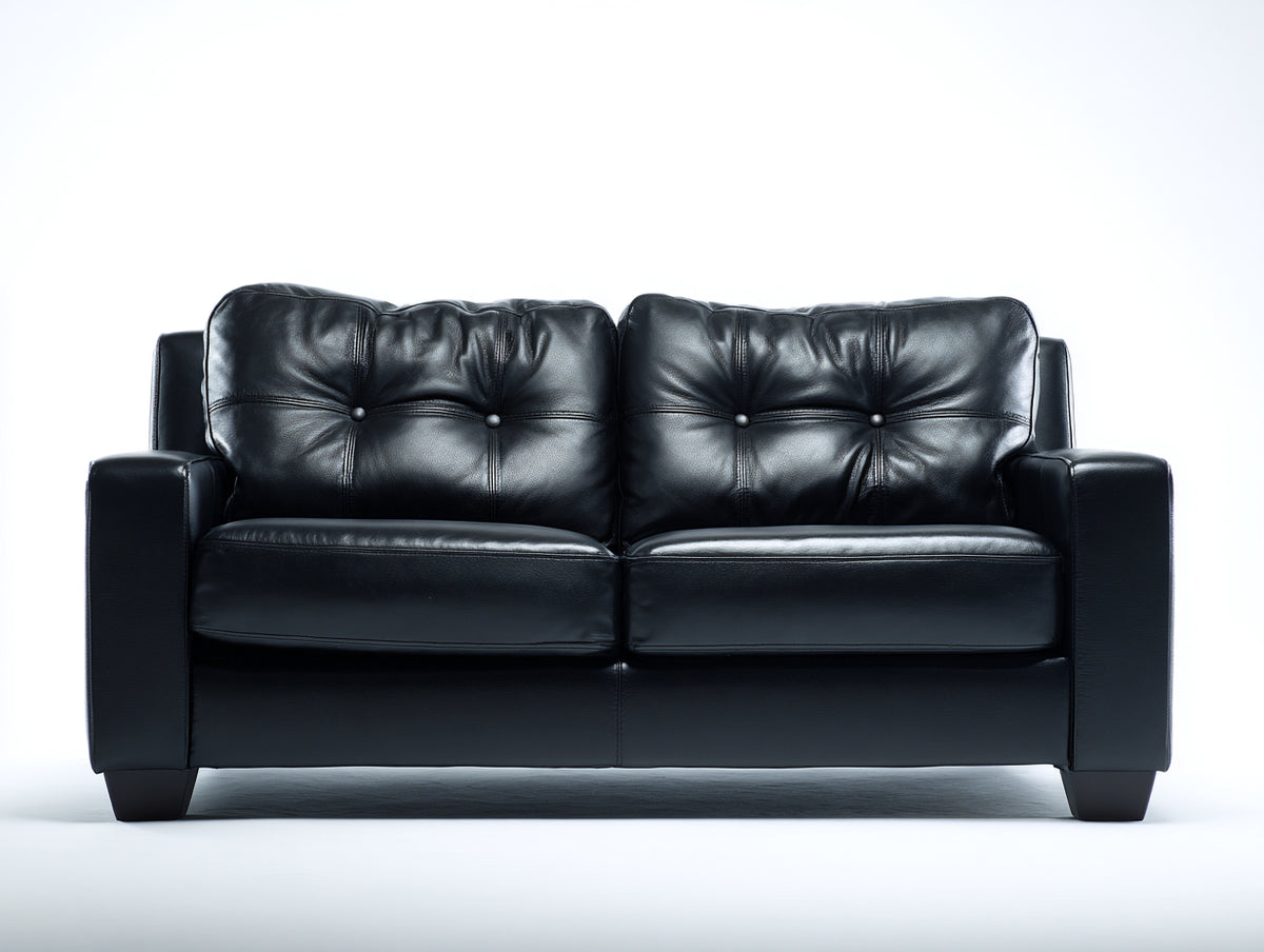 Divano lineare - Pelle - 182x88x85 cm - Nero - Moderno