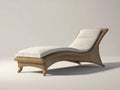 Lettino prendisole - Rattan intrecciato-Tessuto - 190 x 76 x 86 cm - Naturale-Avorio - Stile organico contemporaneo