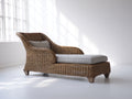 Lettino prendisole - Rattan intrecciato-Tessuto - 187 x 83 x 88 cm - Marrone naturale-Grigio tortora - Stile rustico contemporaneo