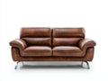 Divano lineare - Pelle - 184x91x88 cm - Marrone cognac - Contemporaneo