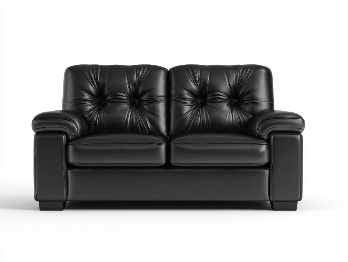 Divano lineare - Pelle - 178x92x90 cm - Nero - Classico contemporaneo