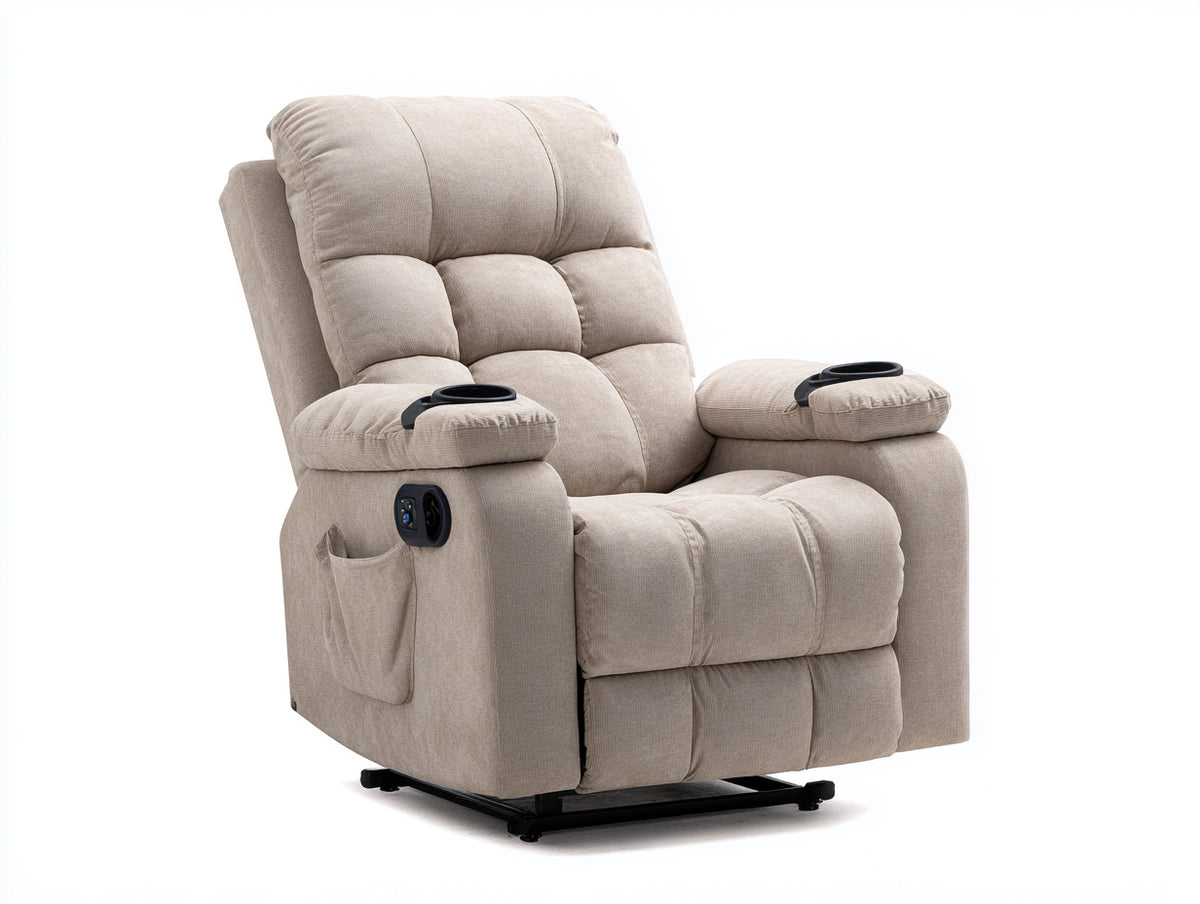 Poltrona reclinabile - Tessuto - 102x93x108 cm - Beige chiaro - Stile contemporaneo