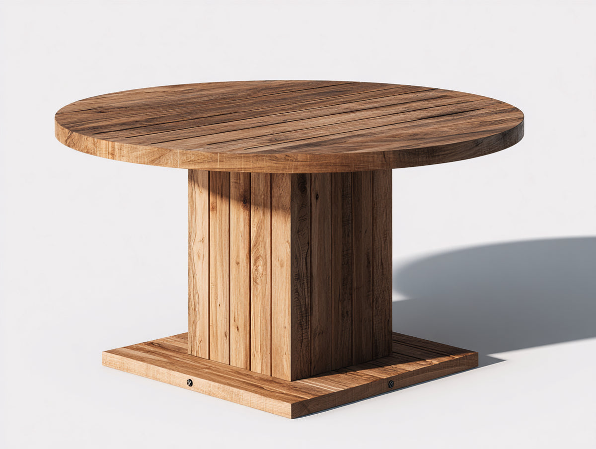Tavolo da giardino - Legno - 125 x 125 x 75 cm - Marrone scuro - Stile rustico minimalista