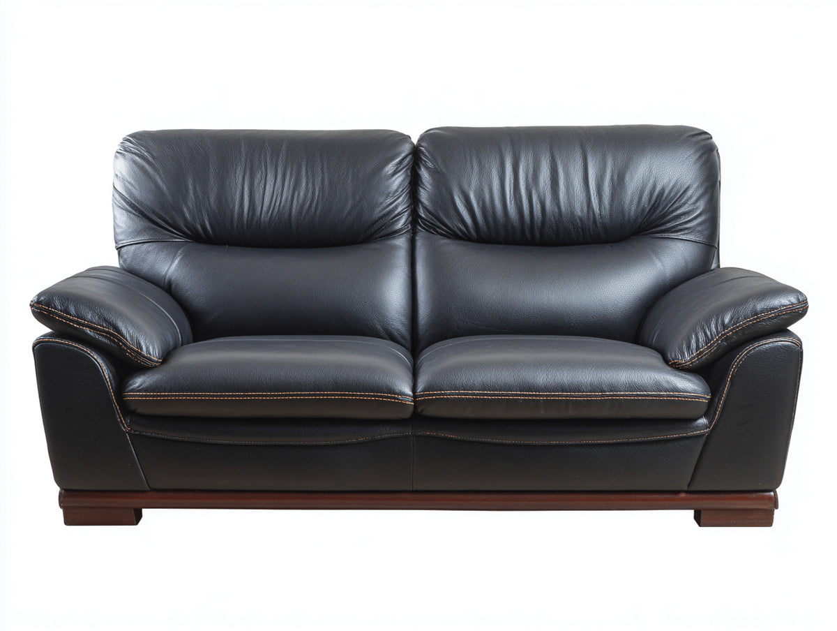 Divano lineare - Pelle - 188x94x93 cm - Nero - Contemporaneo