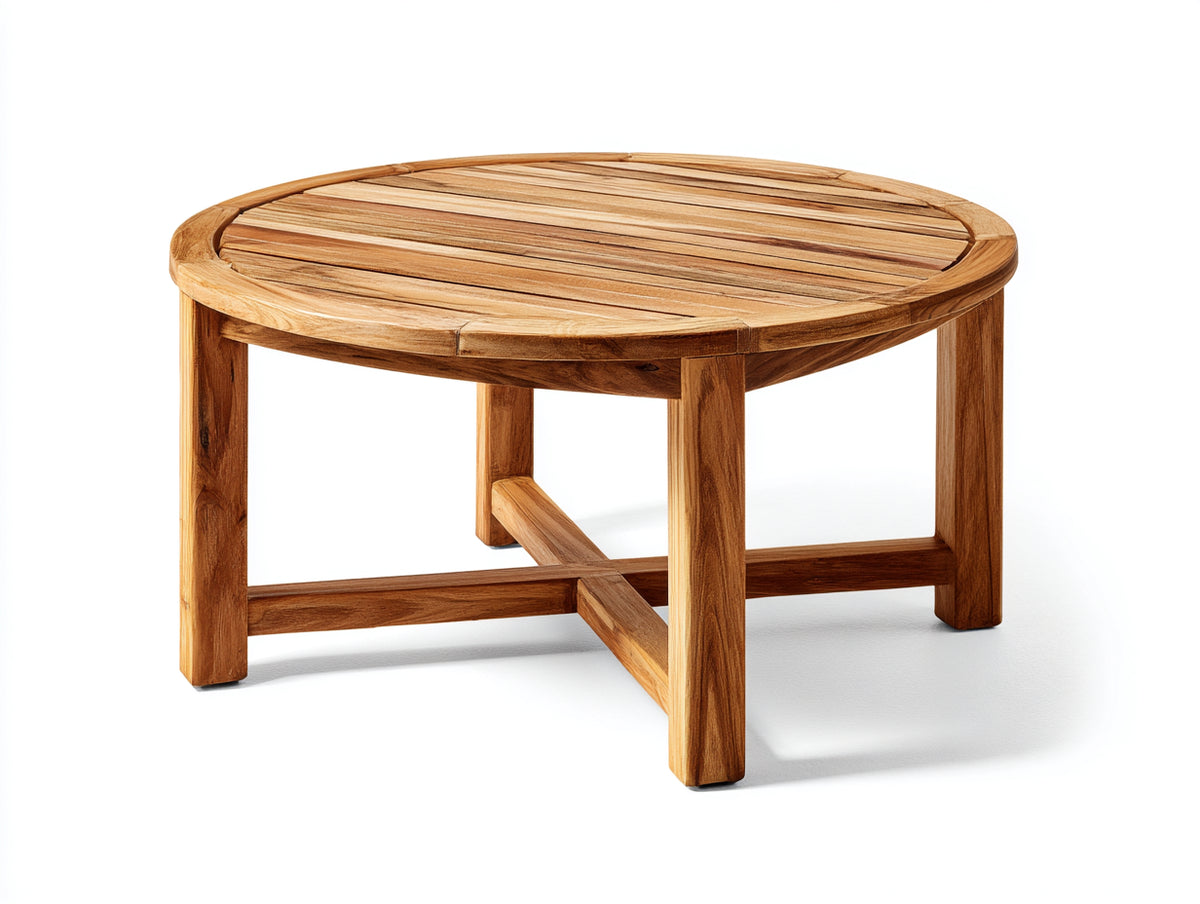 Tavolo da giardino - Legno - 88 x 88 x 48 cm - Marrone caldo - Stile classico compatto