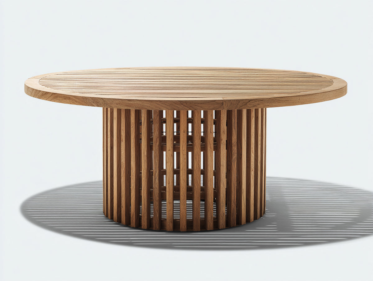 Tavolo da giardino - Legno - 132 x 132 x 75 cm - Marrone naturale - Stile contemporaneo a doghe