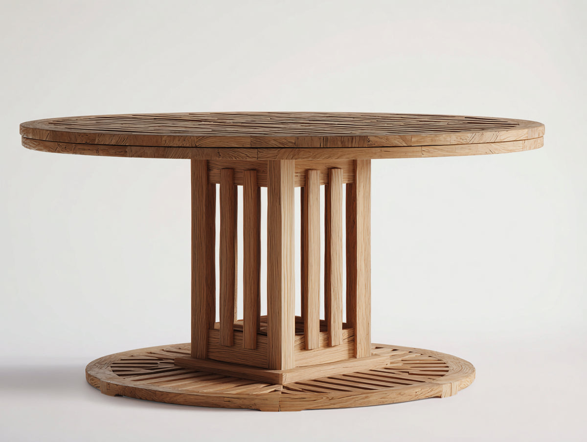 Tavolo da giardino - Legno - 150 x 150 x 76 cm - Marrone naturale - Stile geometrico contemporaneo