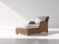 Lettino prendisole - Rattan intrecciato-Tessuto - 182 x 84 x 86 cm - Marrone-Grigio perla - Stile rustico contemporaneo