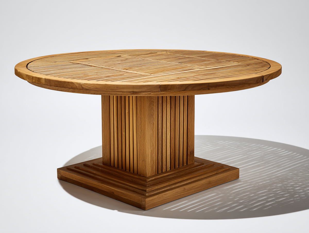Tavolo da giardino - Legno - 140 x 140 x 76 cm - Marrone miele - Stile geometrico contemporaneo