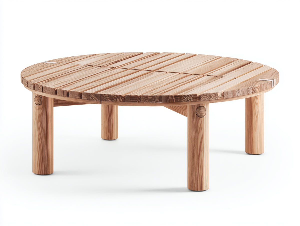 Tavolo da giardino - Legno - 112 x 112 x 46 cm - Legno chiaro - Stile minimalista basso