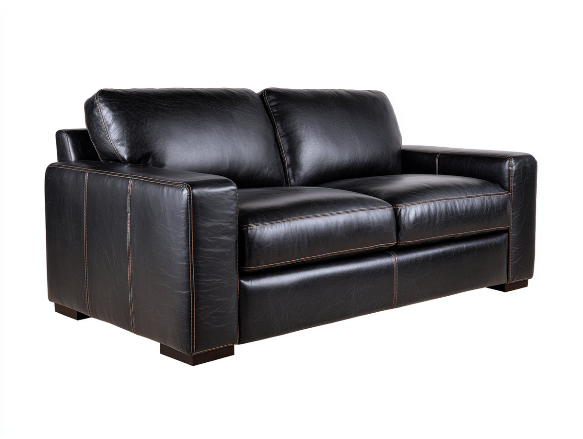 Divano lineare - Pelle - 188x90x84 cm - Nero - Minimalista