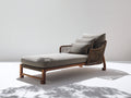Lettino prendisole - Legno-Rattan intrecciato-Tessuto - 188 x 78 x 87 cm - Marrone-Grigio tortora - Stile contemporaneo