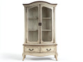 Vetrina - Legno-Vetro - 105x45x187 cm - Bianco crema-Marrone scuro - Provenzale