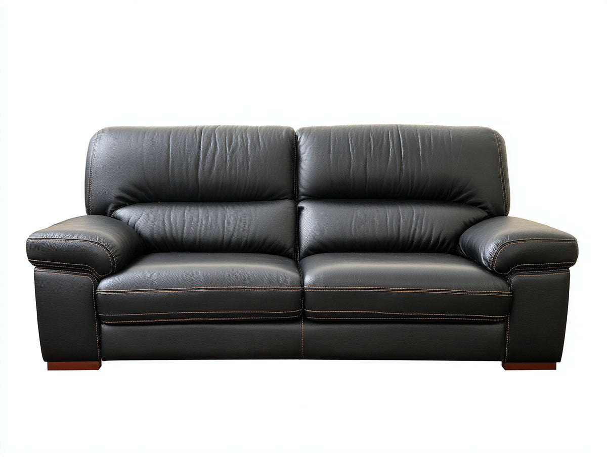 Divano lineare - Pelle - 190x94x91 cm - Nero - Contemporaneo