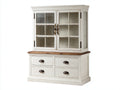 Vetrina - Legno-Vetro - 105x45x155 cm - Bianco anticato-Legno naturale - Country