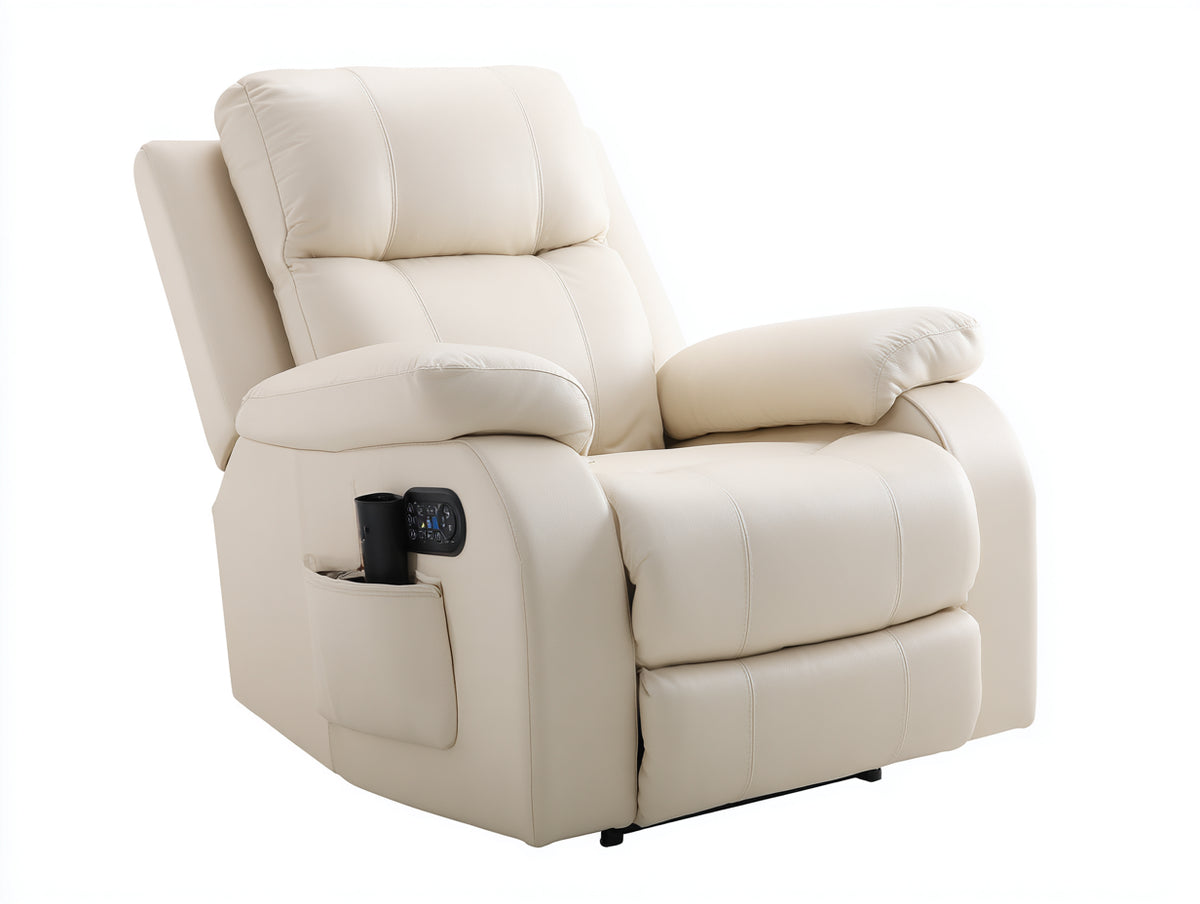 Poltrona reclinabile - Similpelle - 103x94x106 cm - Avorio - Stile moderno