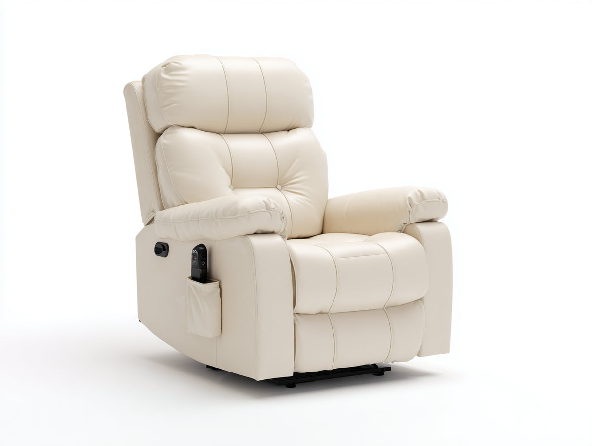 Poltrona reclinabile - Similpelle - 99x91x110 cm - Crema - Stile tradizionale